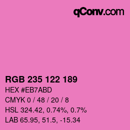 颜色代码: RGB 235 122 189 | qconv.com
