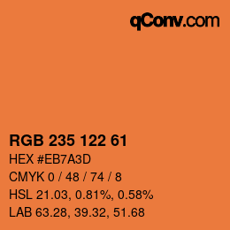 Color code: RGB 235 122 61 | qconv.com