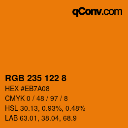 カラーコード: RGB 235 122 8 | qconv.com