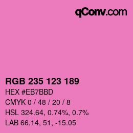 Color code: RGB 235 123 189 | qconv.com