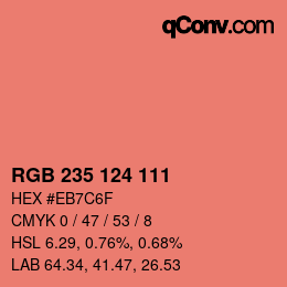 Color code: RGB 235 124 111 | qconv.com