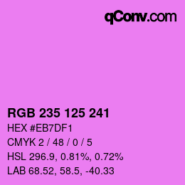 Color code: RGB 235 125 241 | qconv.com
