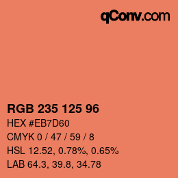 カラーコード: RGB 235 125 96 | qconv.com