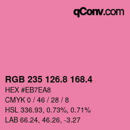 カラーコード: RGB 235 126.8 168.4 | qconv.com