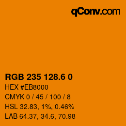 カラーコード: RGB 235 128.6 0 | qconv.com