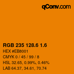 カラーコード: RGB 235 128.6 1.6 | qconv.com