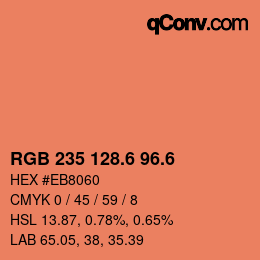 カラーコード: RGB 235 128.6 96.6 | qconv.com