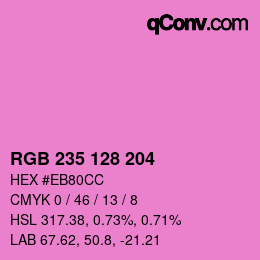 颜色代码: RGB 235 128 204 | qconv.com