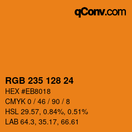 カラーコード: RGB 235 128 24 | qconv.com
