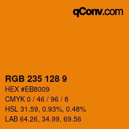 カラーコード: RGB 235 128 9 | qconv.com