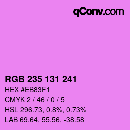 Color code: RGB 235 131 241 | qconv.com