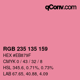 Color code: RGB 235 135 159 | qconv.com