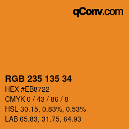 Color code: RGB 235 135 34 | qconv.com