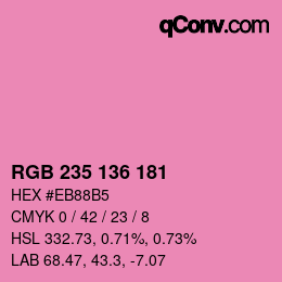 Color code: RGB 235 136 181 | qconv.com