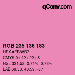 Color code: RGB 235 136 183 | qconv.com