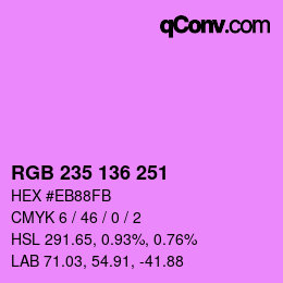 Color code: RGB 235 136 251 | qconv.com