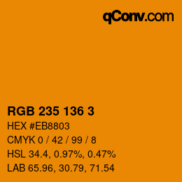 Color code: RGB 235 136 3 | qconv.com