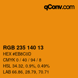 颜色代码: RGB 235 140 13 | qconv.com