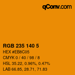 颜色代码: RGB 235 140 5 | qconv.com
