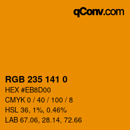 颜色代码: RGB 235 141 0 | qconv.com
