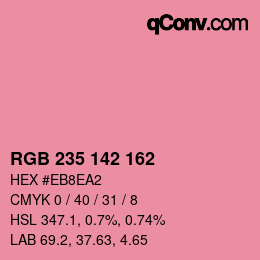 Color code: RGB 235 142 162 | qconv.com