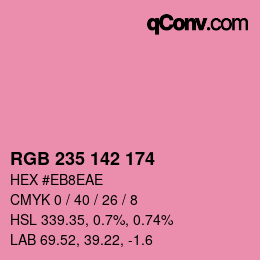 Color code: RGB 235 142 174 | qconv.com