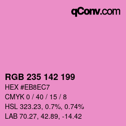 Color code: RGB 235 142 199 | qconv.com