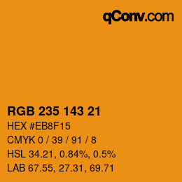 Color code: RGB 235 143 21 | qconv.com