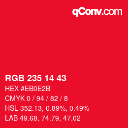 Color code: RGB 235 14 43 | qconv.com