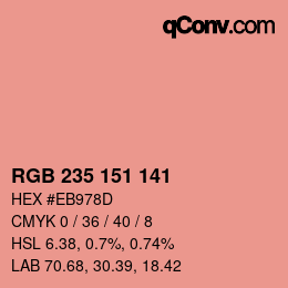 カラーコード: RGB 235 151 141 | qconv.com