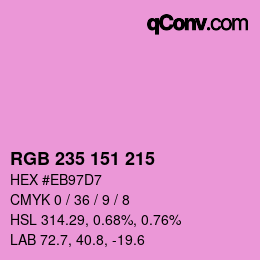 カラーコード: RGB 235 151 215 | qconv.com