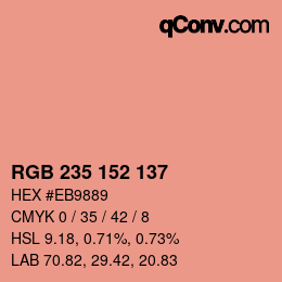 カラーコード: RGB 235 152 137 | qconv.com
