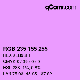 カラーコード: RGB 235 155 255 | qconv.com