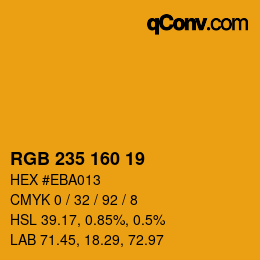 Color code: RGB 235 160 19 | qconv.com