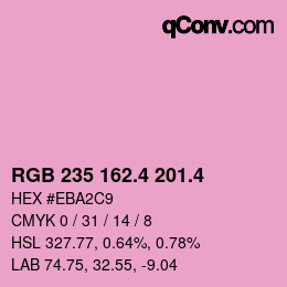 カラーコード: RGB 235 162.4 201.4 | qconv.com