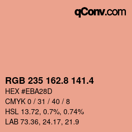 カラーコード: RGB 235 162.8 141.4 | qconv.com