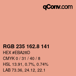 カラーコード: RGB 235 162.8 141 | qconv.com