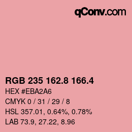 カラーコード: RGB 235 162.8 166.4 | qconv.com