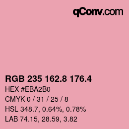 カラーコード: RGB 235 162.8 176.4 | qconv.com