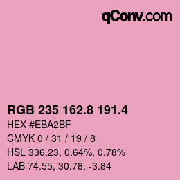 カラーコード: RGB 235 162.8 191.4 | qconv.com