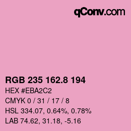 カラーコード: RGB 235 162.8 194 | qconv.com