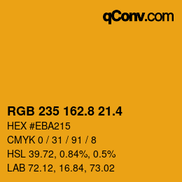 カラーコード: RGB 235 162.8 21.4 | qconv.com
