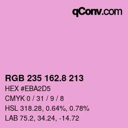 カラーコード: RGB 235 162.8 213 | qconv.com