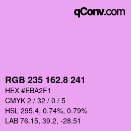 カラーコード: RGB 235 162.8 241 | qconv.com
