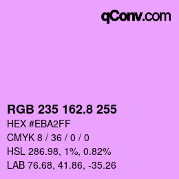 カラーコード: RGB 235 162.8 255 | qconv.com