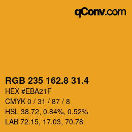 カラーコード: RGB 235 162.8 31.4 | qconv.com