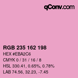 Color code: RGB 235 162 198 | qconv.com