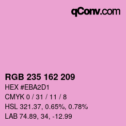 Color code: RGB 235 162 209 | qconv.com