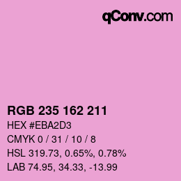 カラーコード: RGB 235 162 211 | qconv.com