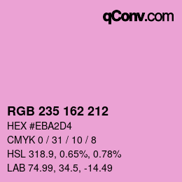 Color code: RGB 235 162 212 | qconv.com